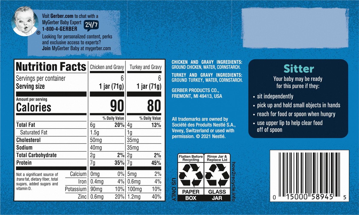 slide 6 of 13, Gerber Stage 2 Baby Food, Meat Lover Variety Pack, 2.5 oz Jar (12 Pack), 30 oz