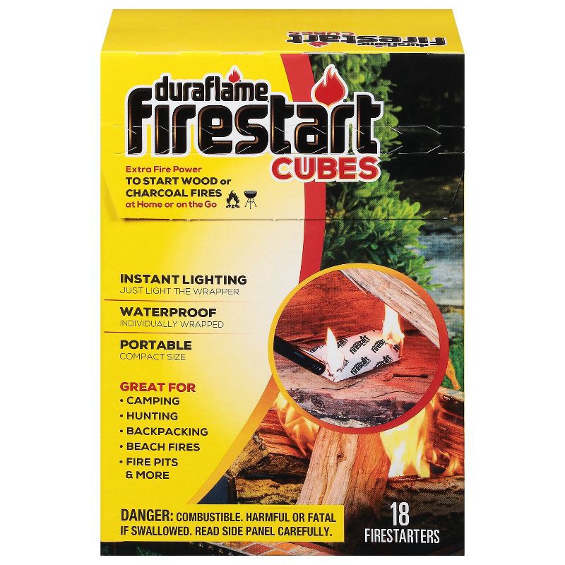 slide 2 of 9, Duraflame 18ct Firestart Cubes: Easy Light, Fireplace & Campfire Safe, Paraffin Wax, 18 ct
