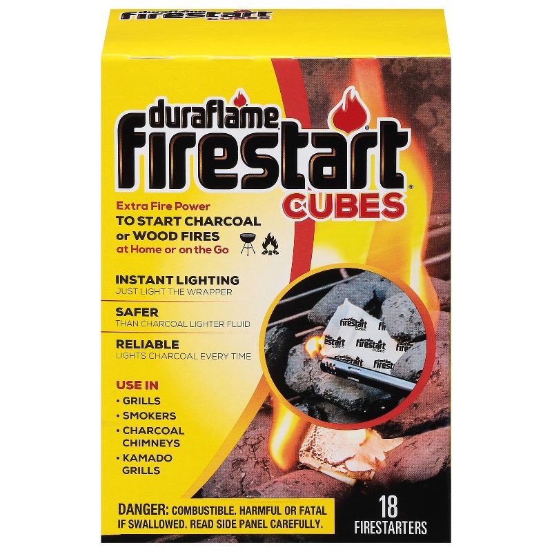 slide 3 of 9, Duraflame 18ct Firestart Cubes: Easy Light, Fireplace & Campfire Safe, Paraffin Wax, 18 ct