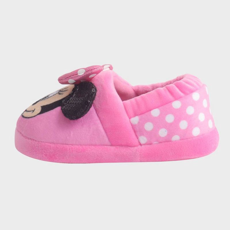 slide 2 of 7, Toddler Girls' Disney Minnie Sock Slippers - Pink S: Breathable Lightweight Design, Closed Round Toe, Slip-On Style, 1 ct