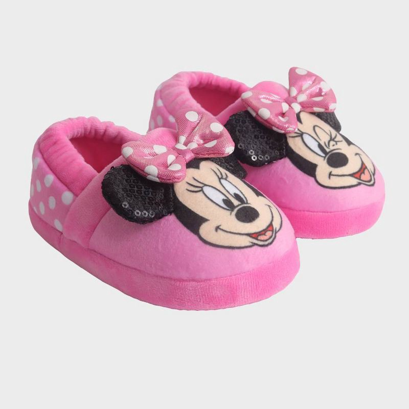 slide 6 of 7, Toddler Girls' Disney Minnie Sock Slippers - Pink S: Breathable Lightweight Design, Closed Round Toe, Slip-On Style, 1 ct