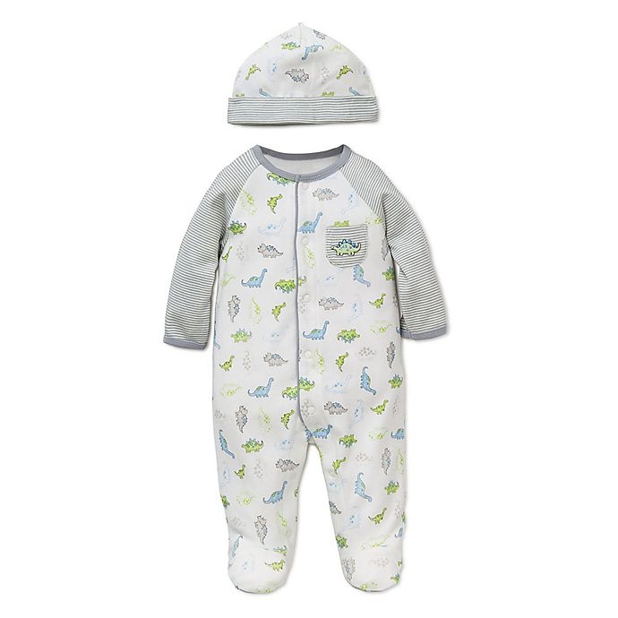 slide 1 of 1, Little Me Preemie Tiny Dinos Footie and Hat Set, 2 ct