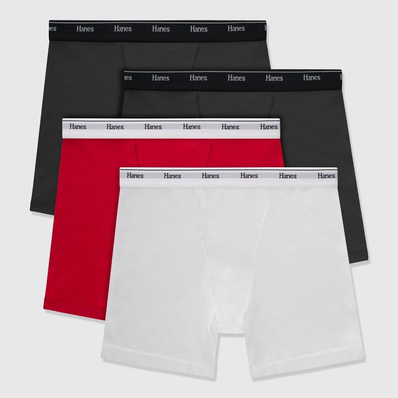 Hanes Women's 4pk Originals Boxer Briefs - White/Red/Black XXL 4