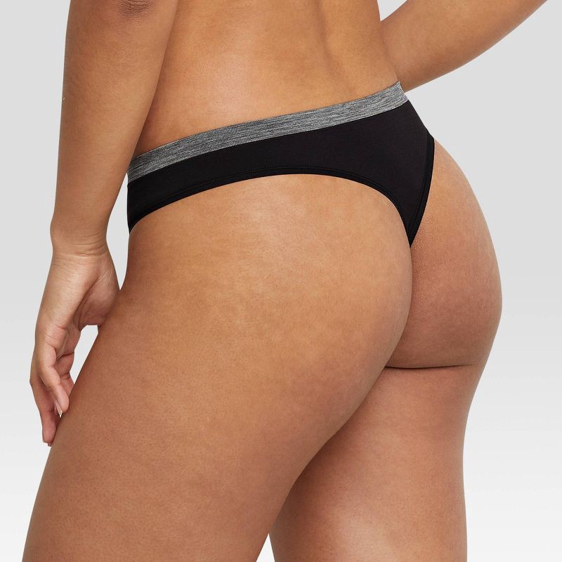 slide 4 of 5, Hanes Women's 6pk Super Stretch Microfiber Comfort Flex Thong Underwear - Colors May Vary XXL: Seamless Knit, Lightweight, Full Waistband Elastic, 6 ct