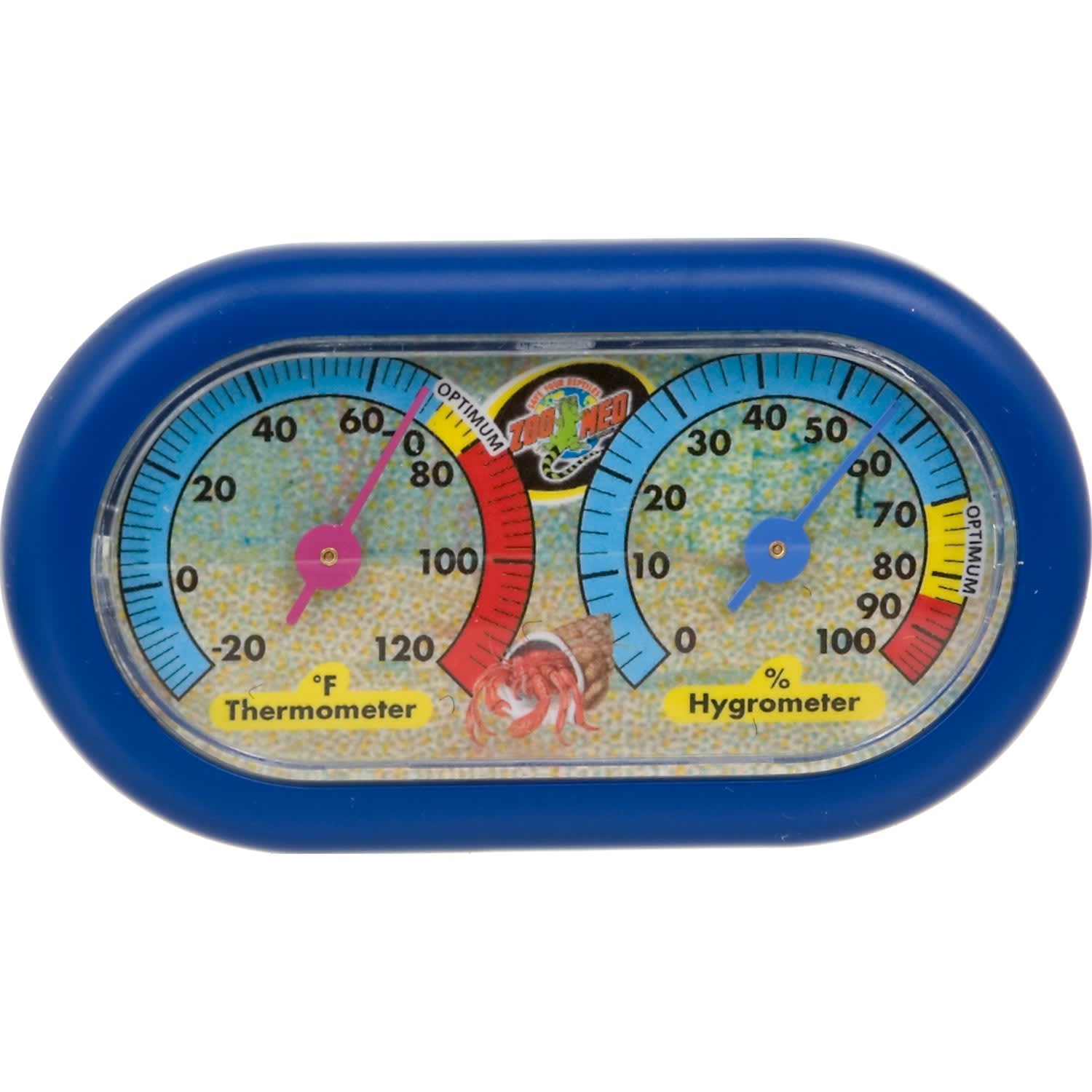 slide 1 of 1, Zoo Med Hermit Crab Dual Thermometer & Humidity Gauge, 1 ct