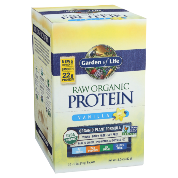 slide 1 of 1, Garden of Life Raw Vanilla Protein Powder Packets, 1 ct