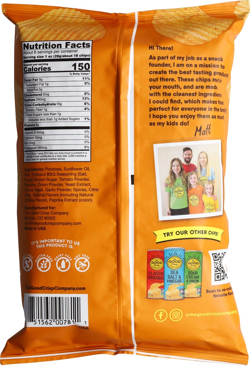 slide 11 of 14, The Good Crisp Company Crinkle Cut Outback BBQ Potato Chips 5.5 oz, 5.5 oz