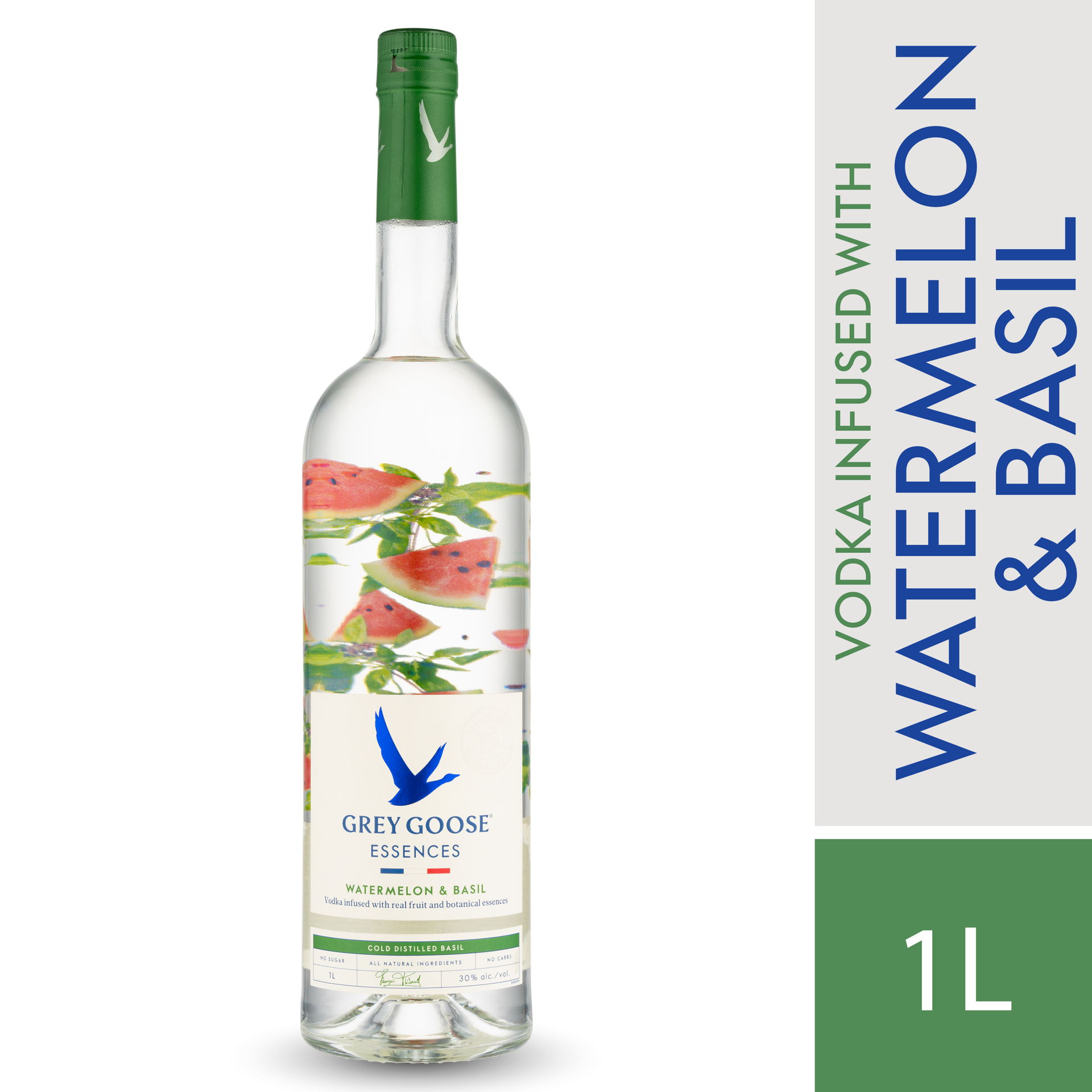 slide 4 of 5, Grey Goose Essences Watermelon & Basil Vodka With Natural Flavors 30% 100Cl/1L, 1 liter