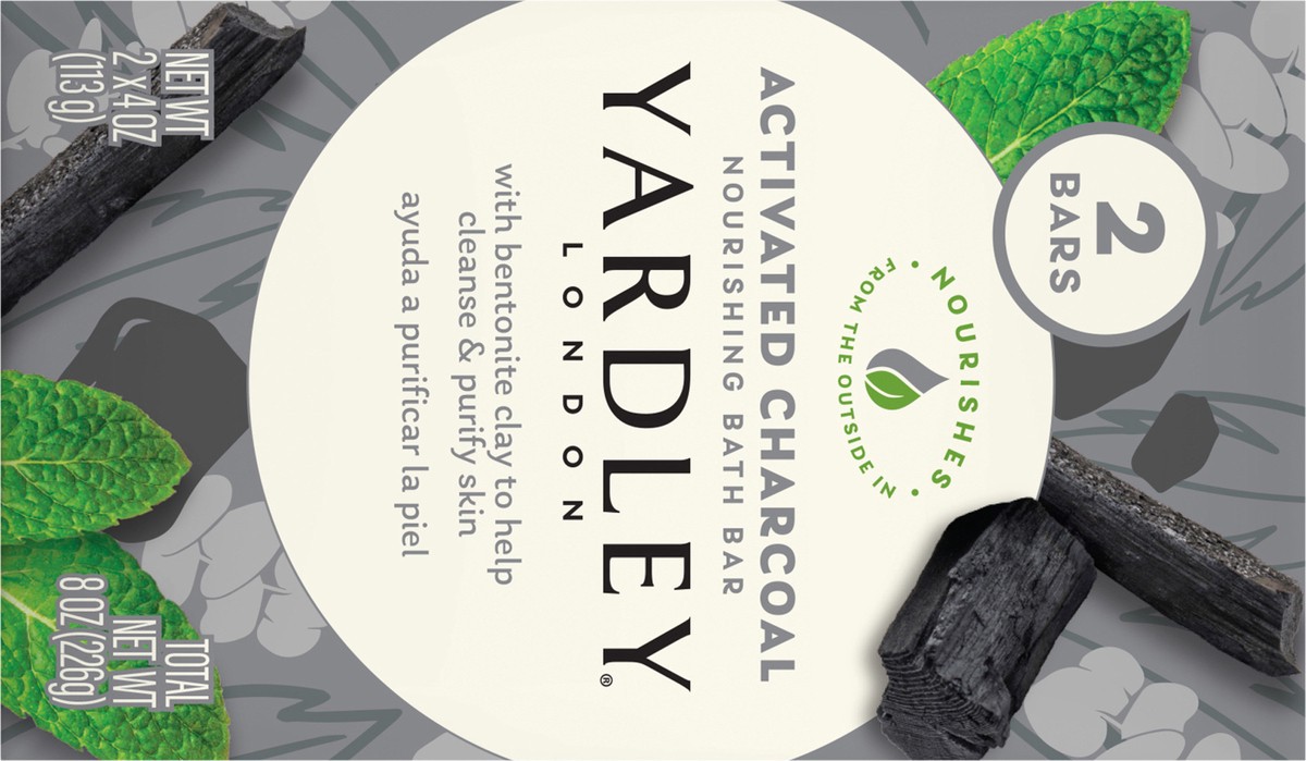 slide 5 of 10, Yardley London Bar Soap Activated Charcoal, 2 ct