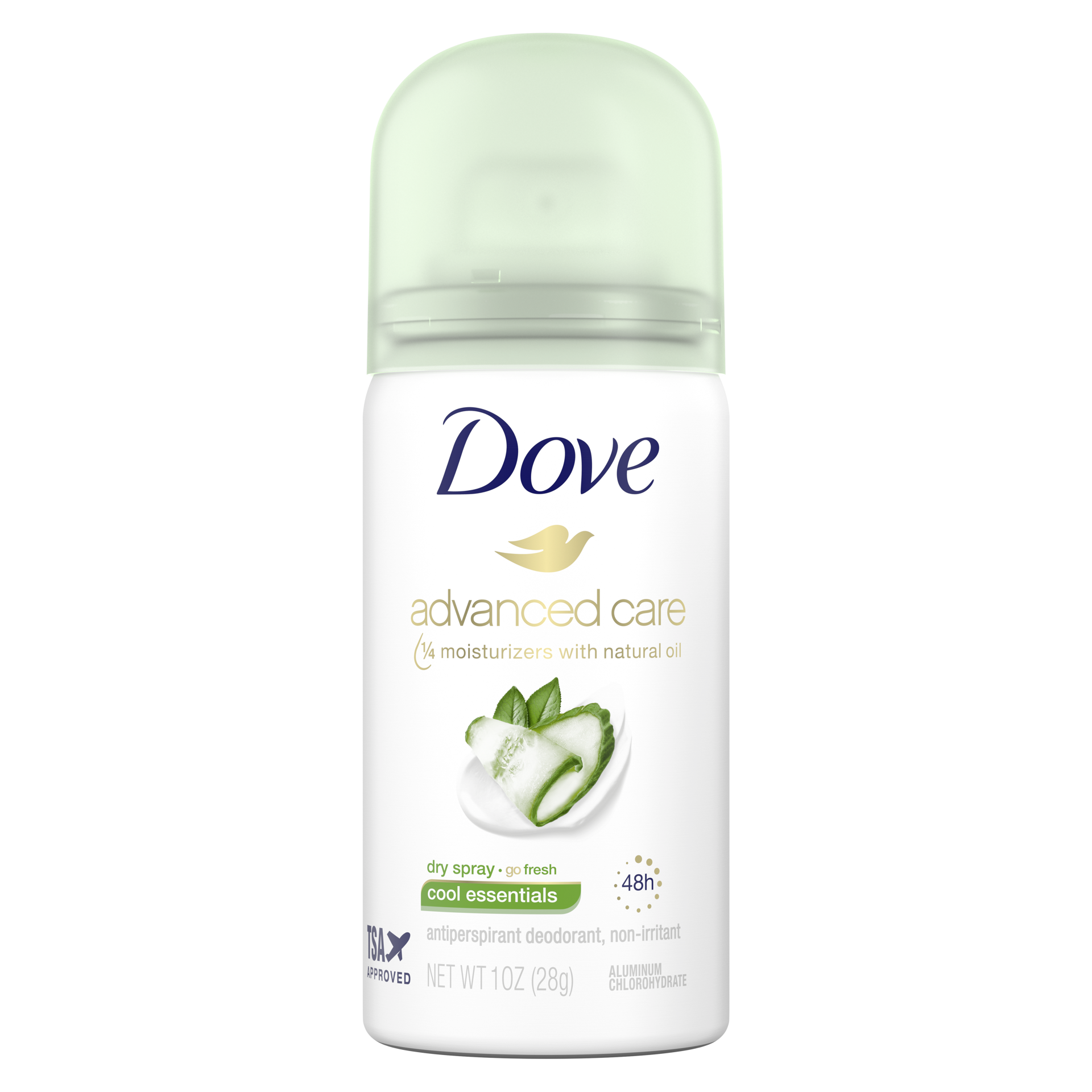 slide 2 of 4, Dove Advanced Care Travel Sized Dry Spray Antiperspirant Deodorant Cool Essentials, 1 oz