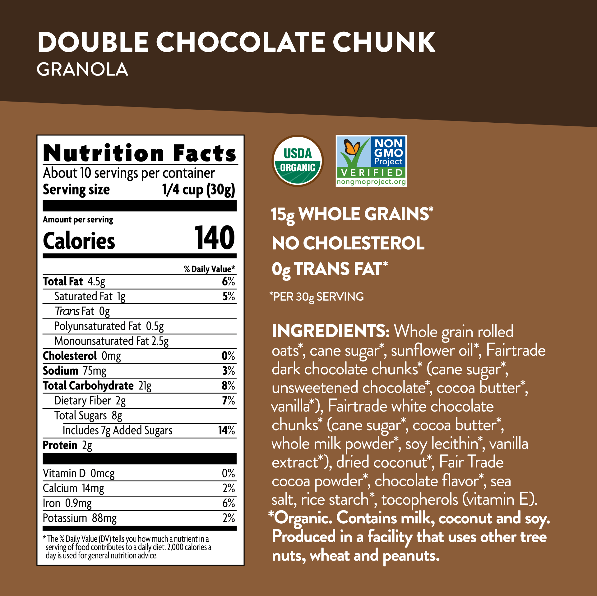 slide 3 of 6, Nature's Path Organic Love Crunch Organic Double Chocolate Chunk Granola 11.5oz Pouch, 11.5 oz