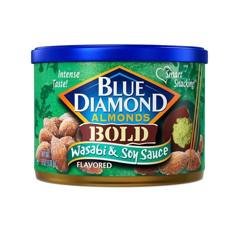 slide 1 of 3, Blue Diamond Almonds Wasabi & Soy Sauce Flavored, 6 oz