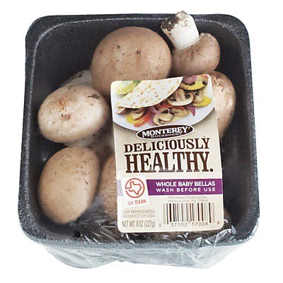 slide 1 of 1, Monterey Baby Bella Mushrooms Whole, 8 oz