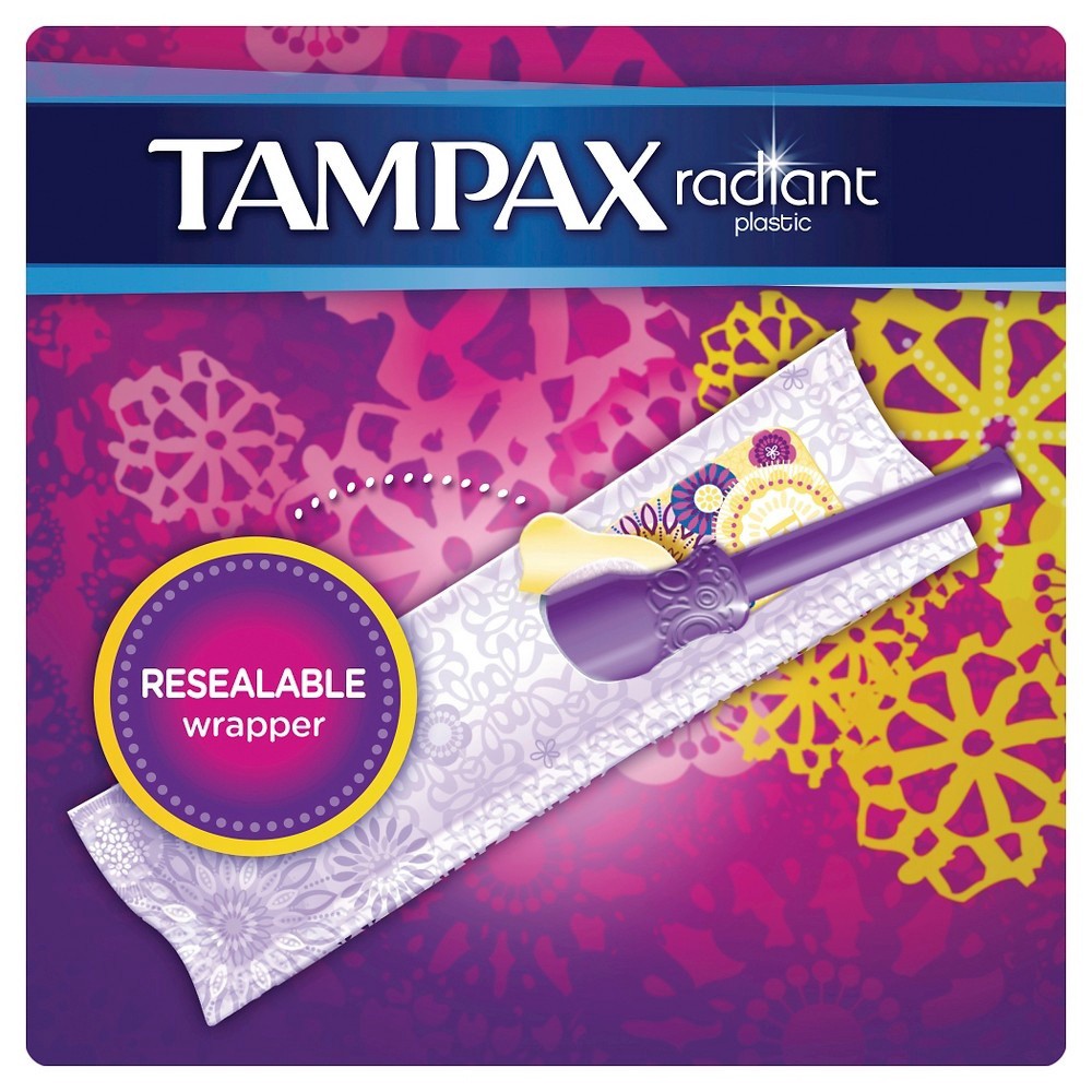 slide 2 of 13, Tampax Radiant Plastic Duopack (Regular/Super) Absorbency Tampons, 32 ct