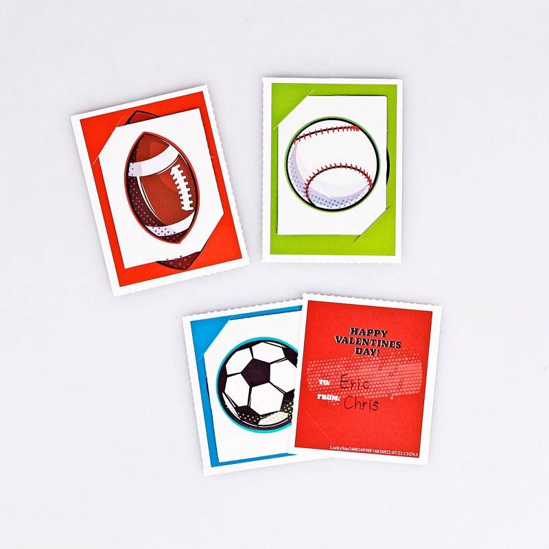 slide 3 of 3, Sadie & Sam 24ct Valentine's Day Exchange Cards Sports Ball Temporary Tattoos, 24 ct