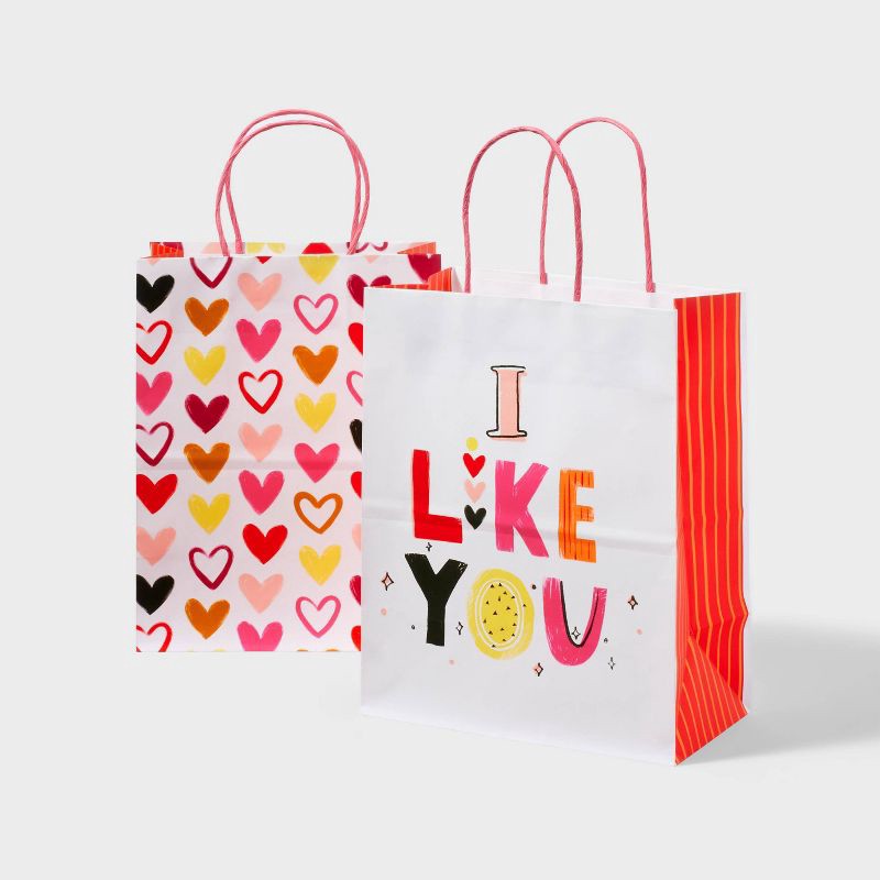 slide 1 of 3, 2ct Valentine Cub Bag I Like You/Multi-colored Hearts - Spritz, 2 ct