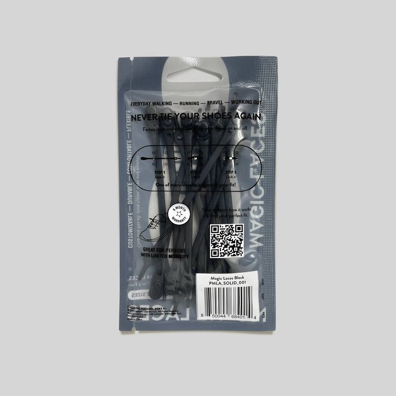 slide 3 of 4, Magic Laces Adult 14pc (1 pr shoes) No Tie Shoe Laces - Black, 14 ct