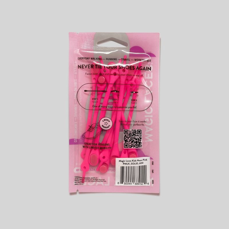 slide 3 of 4, Magic Laces Kids' 14pc (1 pr shoes) No Tie Shoe Laces - Pink, 14 ct