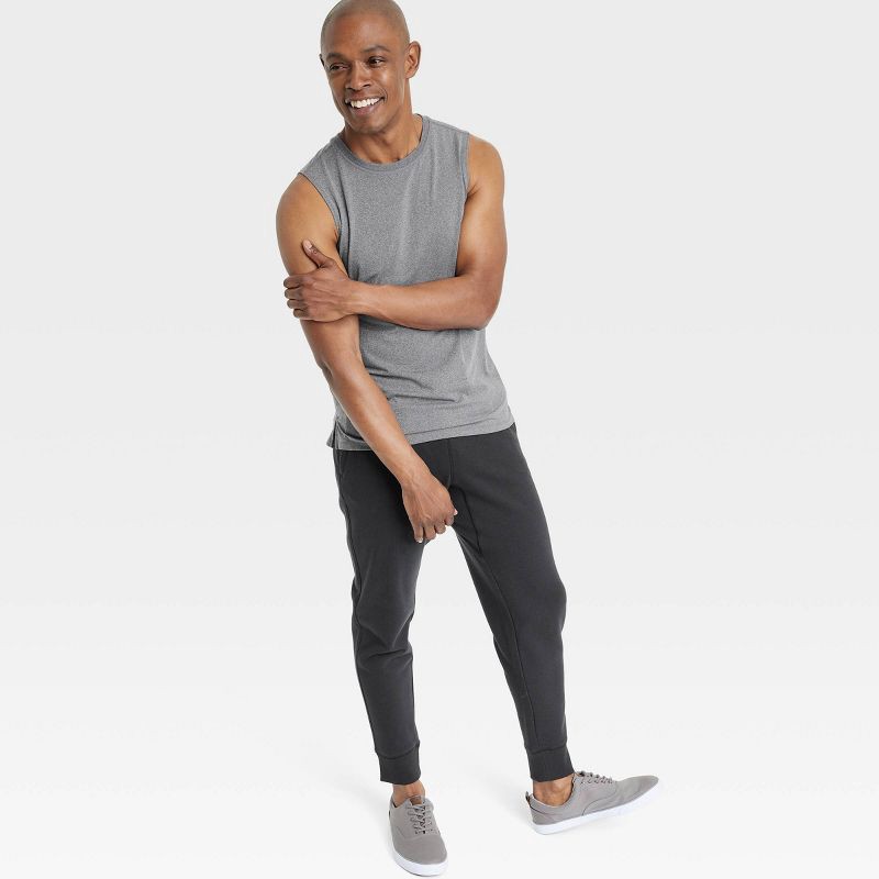 slide 3 of 3, Men's Cotton Fleece Jogger Pants - All In Motion™ Black M: Bottoms, Zippered Pocket, 1 ct