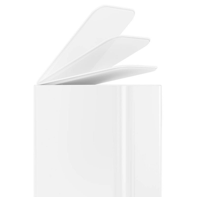 slide 6 of 8, simplehuman 5L Slim Bathroom Step Trash Can White Steel Garbage Can with Built in Liner Pocket, 5 liter