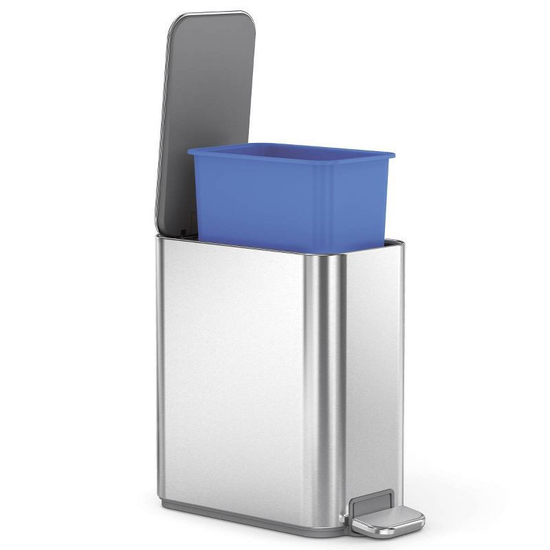 slide 2 of 8, simplehuman 5L Slim Bathroom Step Trash Can Stainless Steel Garbage Can with Built in Liner Pocket, 5 liter