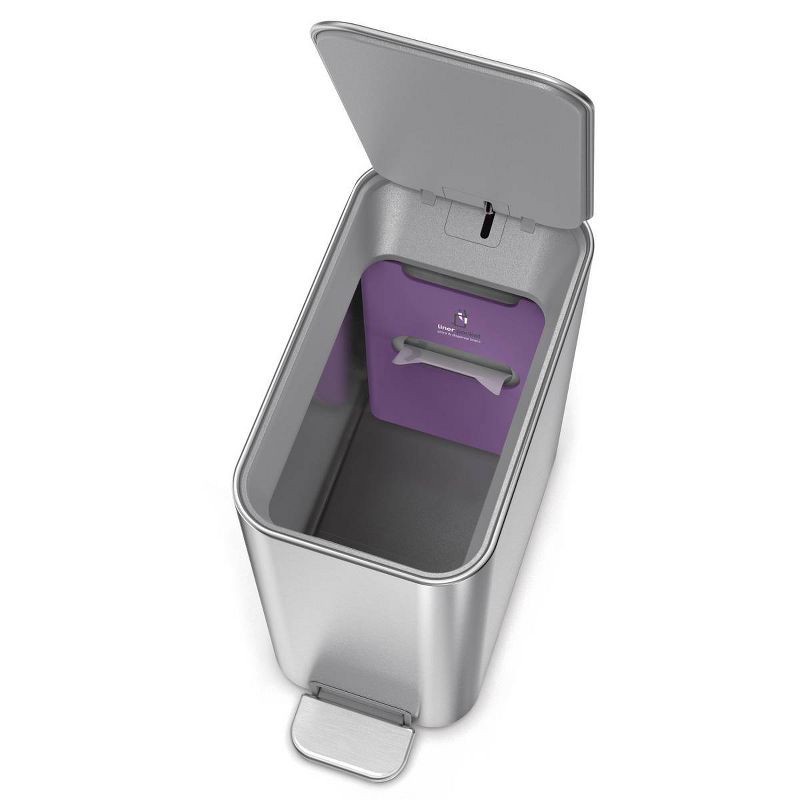 slide 4 of 8, simplehuman 5L Slim Bathroom Step Trash Can Stainless Steel Garbage Can with Built in Liner Pocket, 5 liter