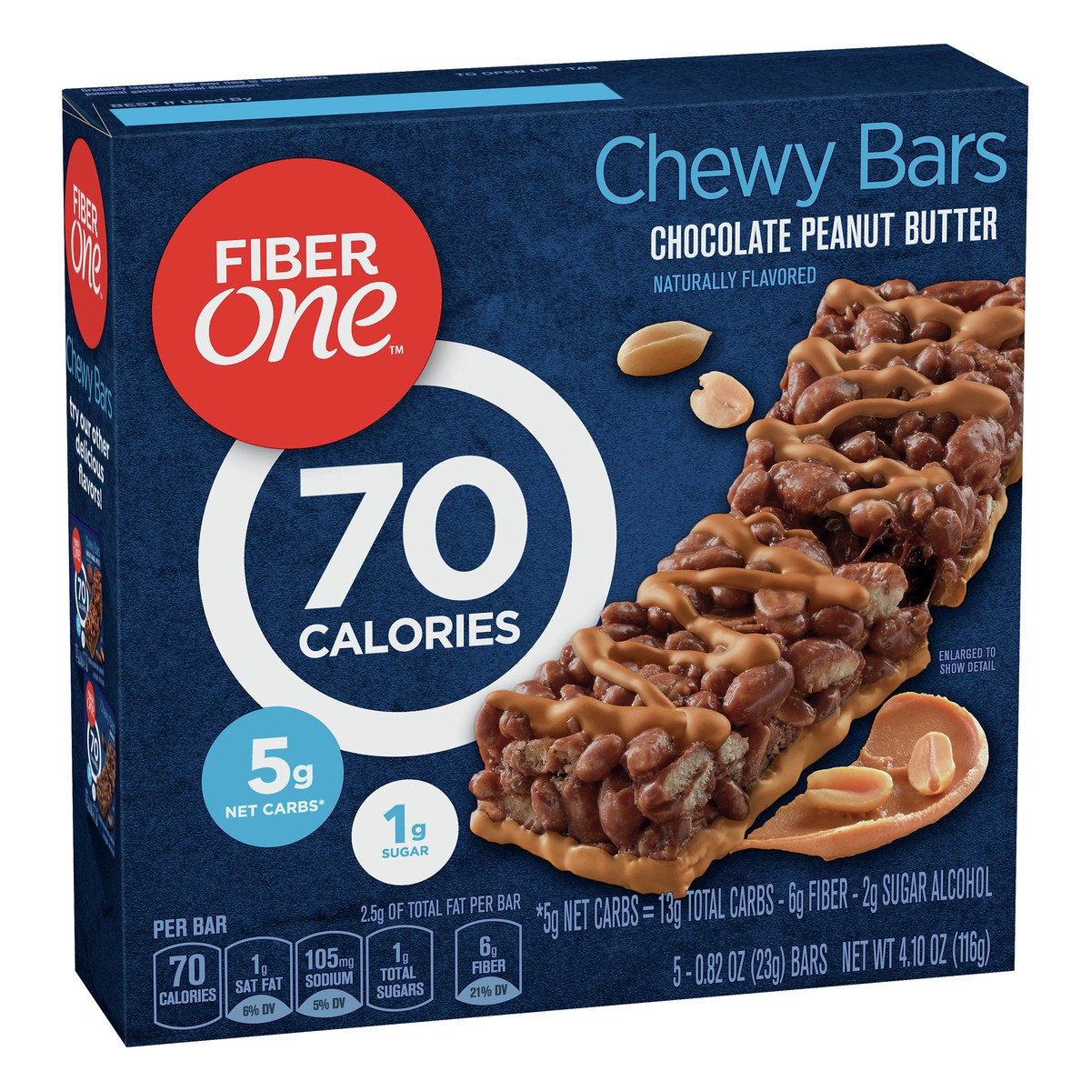 slide 2 of 9, Fiber One Chocolate Peanut Butter Chewy Bars 5 ea, 5 ct