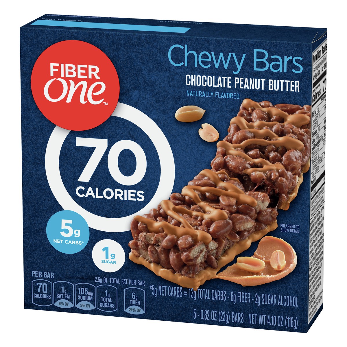 slide 3 of 9, Fiber One Chocolate Peanut Butter Chewy Bars 5 ea, 5 ct