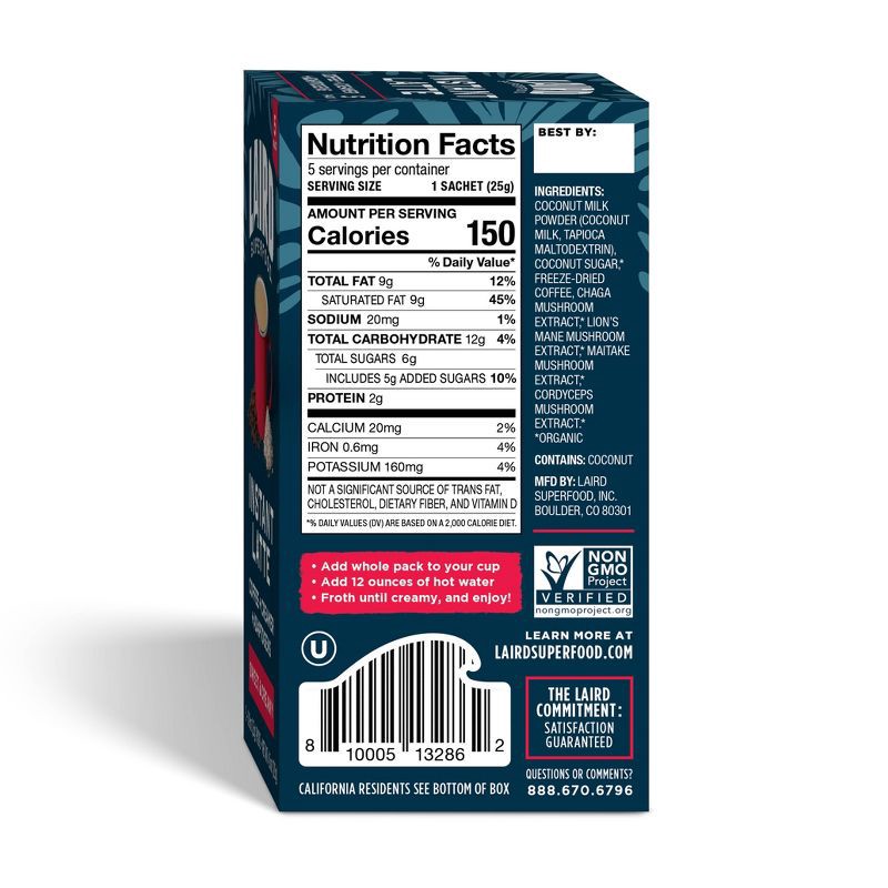 slide 2 of 7, Laird Superfood Sweet and Creamy Medium Roast Instant Latte - 5ct, 5 ct