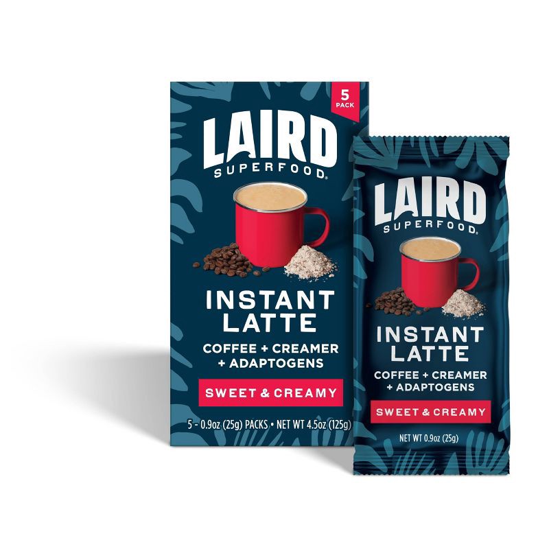slide 3 of 7, Laird Superfood Sweet and Creamy Medium Roast Instant Latte - 5ct, 5 ct
