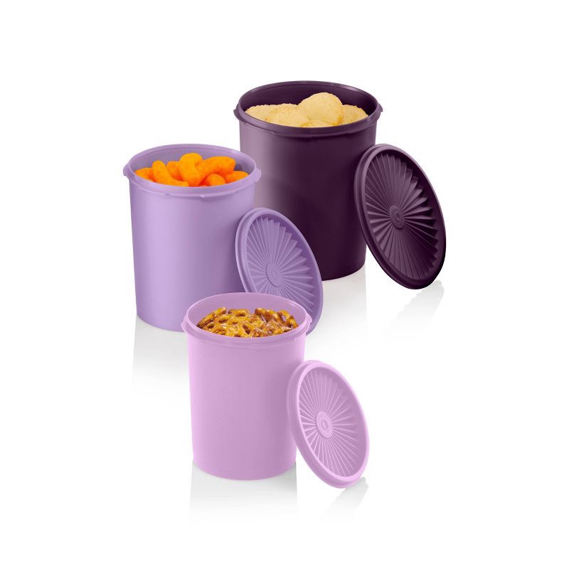 slide 7 of 8, Tupperware Heritage 3pk Plastic Canister Set Purple, 3 ct