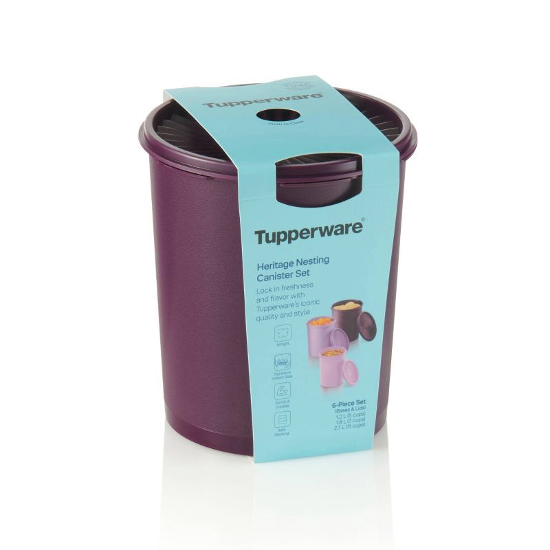 slide 8 of 8, Tupperware Heritage 3pk Plastic Canister Set Purple, 3 ct