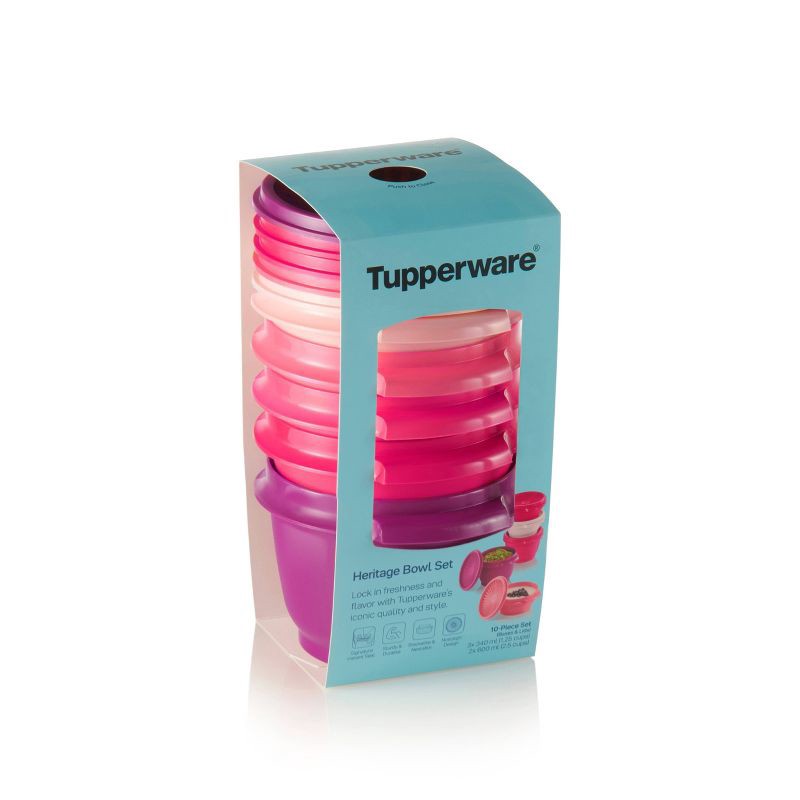 slide 3 of 7, Tupperware Heritage 5pk Plastic Food Storage Container Set Pink, 5 ct