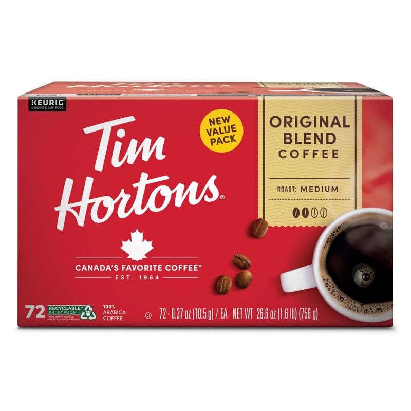 slide 1 of 6, Keurig Tim Hortons Medium Roast Original Blend Coffee K-cup Pods - 72ct, 72 ct