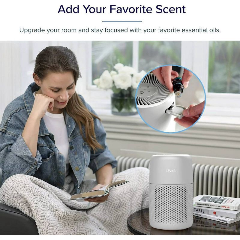 slide 11 of 16, Levoit Core Mini Air Purifier Gray: 3 Settings, Captures Mold & Pet Dander, Carbon Filter, 100-300 sq. ft., 2-Year Warranty, 1 ct