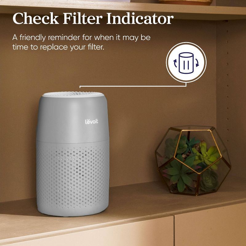 slide 14 of 16, Levoit Core Mini Air Purifier Gray: 3 Settings, Captures Mold & Pet Dander, Carbon Filter, 100-300 sq. ft., 2-Year Warranty, 1 ct