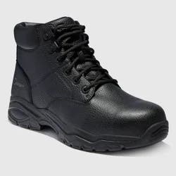 S Sport By Skechers Men's Elton Steel Toe Leather Work Boots - Black 9.5: Ankle Height, Lace Up, Cushioned Insole, Treaded Outsole