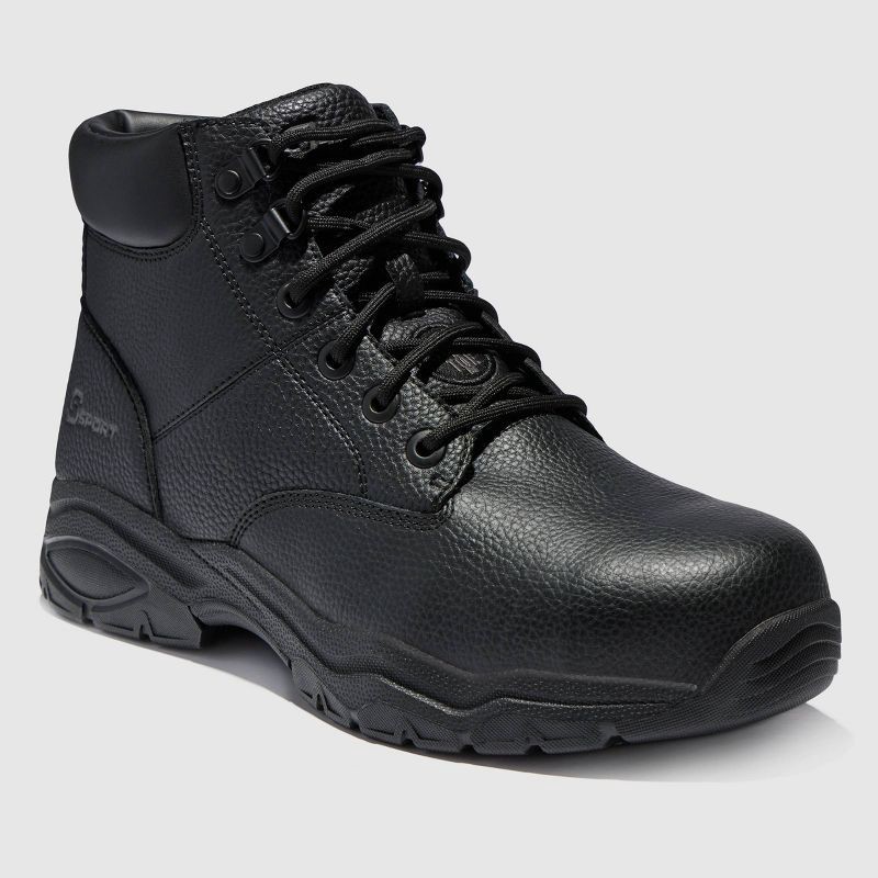 slide 1 of 4, S Sport By Skechers Men's Elton Steel Toe Leather Work Boots - Black 10: Ankle Height, Cushioned Insole, 1 ct