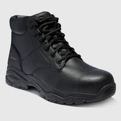 S Sport By Skechers Men's Elton Steel Toe Leather Work Boots - Black 12: Ankle Height, Cushioned Insole