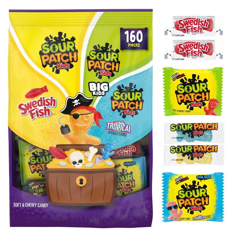 slide 2 of 13, SOUR PATCH KIDS, Swedish Fish Halloween Candy - 49.12oz, 49.12 oz