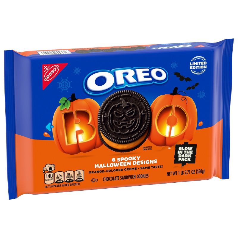 slide 3 of 20, Oreo Halloween Boo! Orange Crème Cookies Family Size - 18.71oz, 18.71 oz