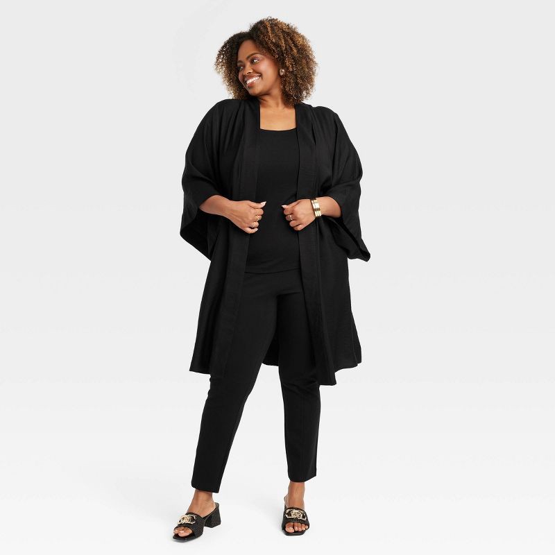 slide 4 of 4, Women's High-Waisted Ponte Pull-On Pants - Ava & Viv™ Black 1X, 1 ct