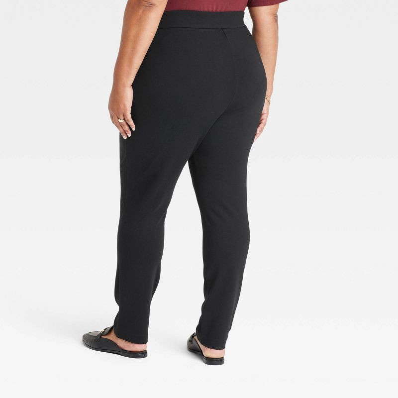 slide 2 of 4, Women's High-Waisted Ponte Pull-On Pants - Ava & Viv™ Black 3X, 1 ct