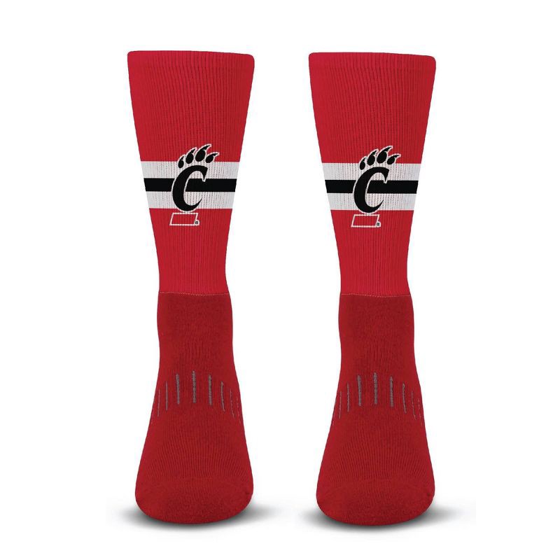 slide 2 of 3, NCAA Cincinnati Bearcats Streak Team Color Crew Socks - L: Logo Pattern, Midweight Fabric, 1 ct