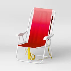 Outdoor Portable Backpack Beach Chair Pink - Sun Squad™: Weather-Resistant, Recycled Polyester, No Assembly Required