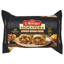 El Monterey Signature Loaded Nacho Beef Black Bean and Three-Cheese Chimichangas, 8 ct / 38.4 oz