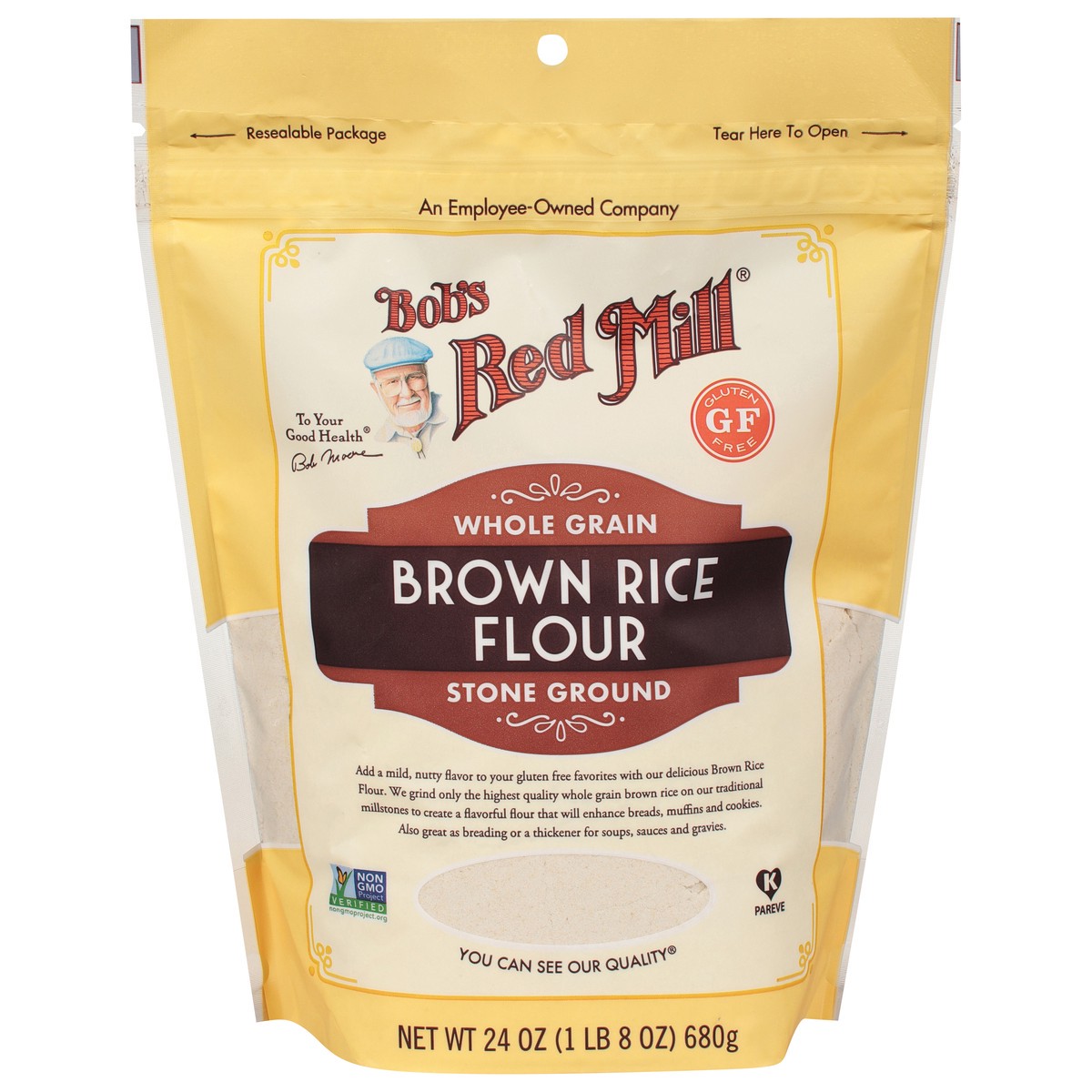 slide 1 of 9, Bob's Red Mill Whole Ground Brown Rice Flour, 24 oz