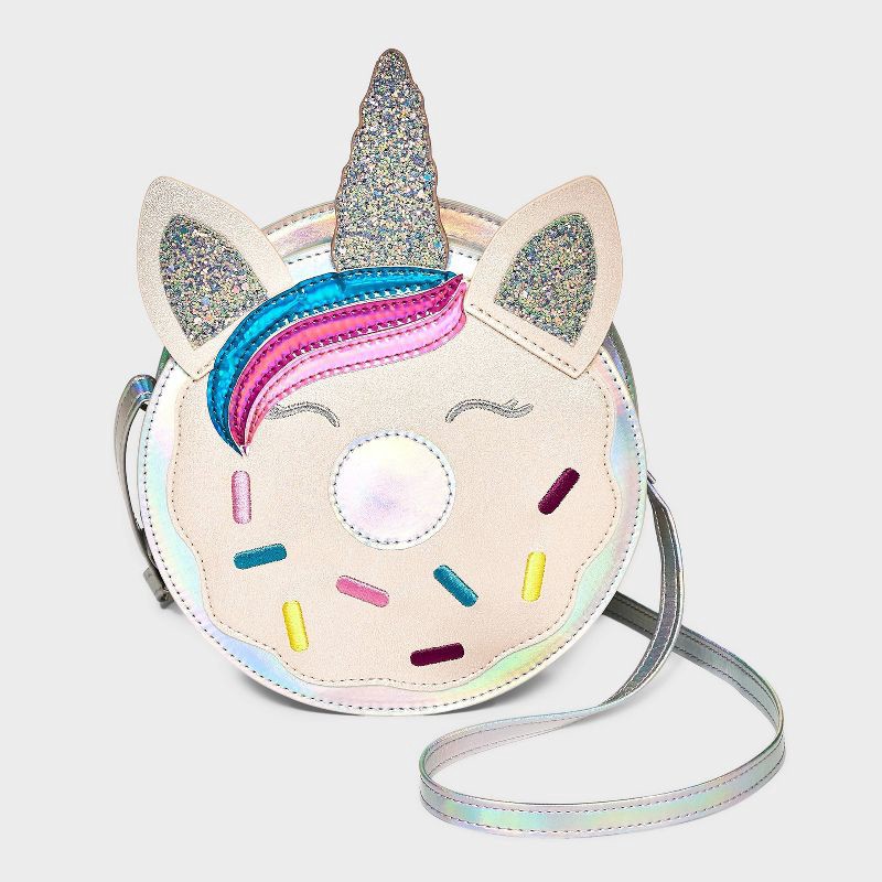 slide 1 of 6, Girls' Unicorn Donut Crossbody Bag - Cat & Jack™: Faux Leather, Adjustable Strap, 1 ct
