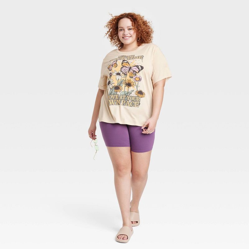 slide 2 of 3, Zoe+Liv Women's Just Take Your Time Short Sleeve Graphic T-Shirt - Tan XL, 1 ct