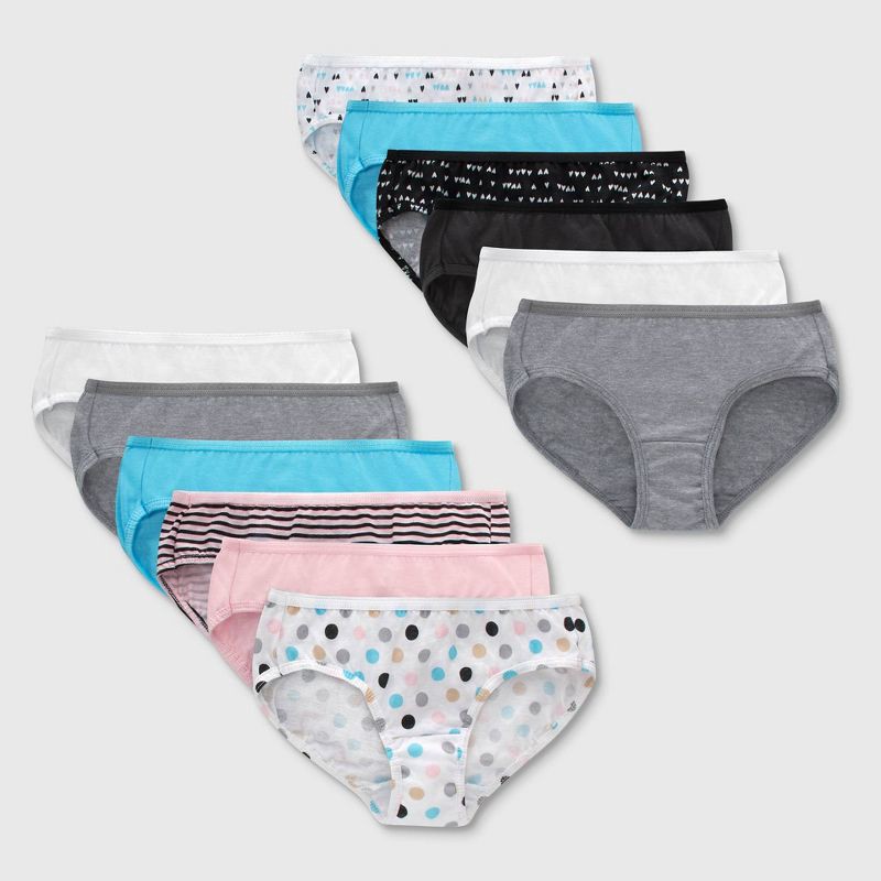 slide 1 of 5, Hanes Girls' 12pk Hipster - 8, 12 ct